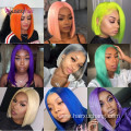 Front Wigs Human Hair Color Bob Wigs for Black Women Red Pink Grey Green Blue Ombre Short Brazilian Hair Transparent Lace Wig